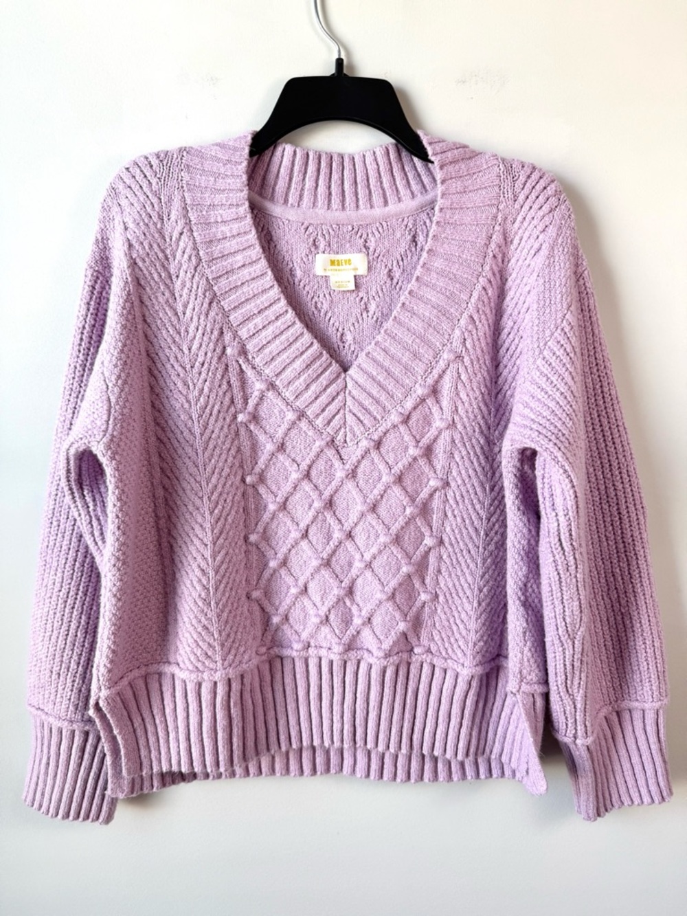 Anthropologie Maeve Tillie V-Neck‎ Pullover Sweater Lilac M - Picture 2 of 7